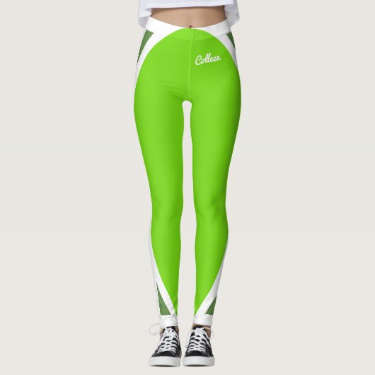Bloeiend groen op groen leggings (Voorkant)