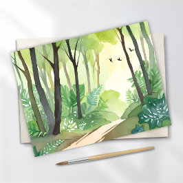 Bloeiend Groen Woud | Natuur Aquarel Briefkaart