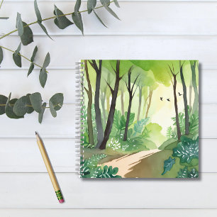 Bloeiend Groen Woud   Natuur Aquarel Notitieboek