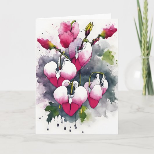 Bloeiend Hart - Waterverf bloemen Kaart (Voorkant)