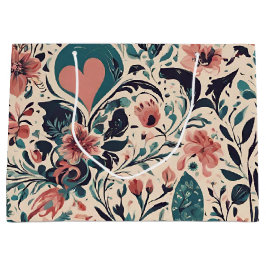 Bloeiend  Hearts Wrapping Paper Groot Cadeauzakje