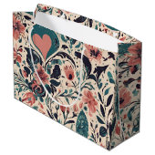 Bloeiend  Hearts Wrapping Paper Groot Cadeauzakje (Achterkant Gekanteld)