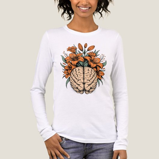 Bloeiend Hersendesign Tri-Blend Shirt (Voorkant volledig)
