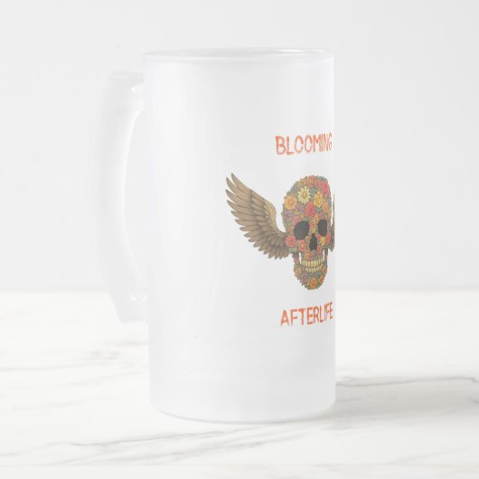 Bloeiend hiernamaals matglas bierpul (Voorkant links)