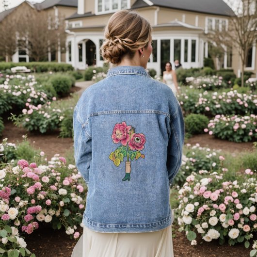 Bloeiend in de donkere pop denim jacket (Huwelijk Achterkant)
