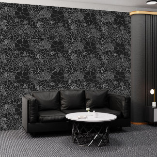 Bloeiend in Duisternis: Chique Zwart & Wit Zonnebl Behang