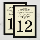 Bloeiend Ivoor en Zwart Nummer 12 Tafelkaart Kaart (Voorkant / Achterkant)