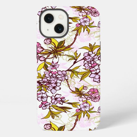 Bloeiend Kersenbloesempatroon iPhone Hoesje (Achterkant)
