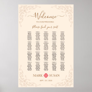 Bloeiend Lijst Chinees Bruiloft Zitplaatsen Poster