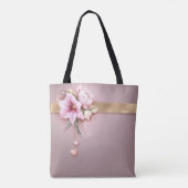 Bloeiend met vreugde: gepersonaliseerde bloemenkle tote bag (Achterkant)