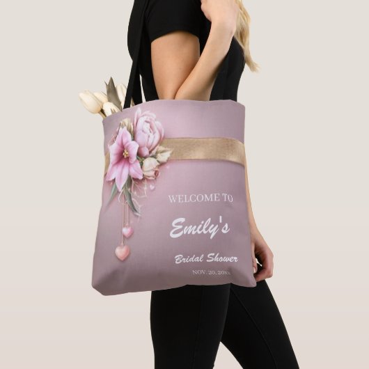 Bloeiend met Vreugde: Gepersonaliseerde Bruidsbeur Tote Bag (Dichtbij)