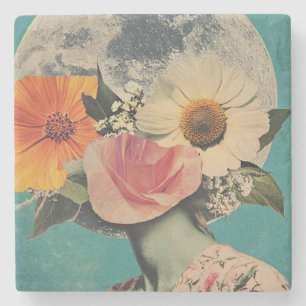 Bloeiend mysterie onder de maan stenen onderzetter