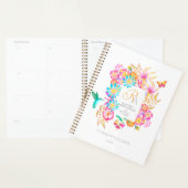 Bloeiend mystiek bloemmotief met monogram wit planner (Display)