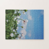 Bloeiend Papaver somneferum maanzaad bloemen. Legpuzzel (Horizontaal)