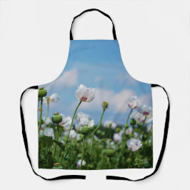 Bloeiend Papaver somneferum maanzaad bloemen. Schort