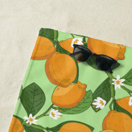 Bloeiend patroon van de citroenboom strandlaken