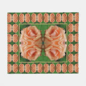 Bloeiend Perzik Roos Bloem Kunst Patroon Fleece Deken (Voorkant (Horizontaal))