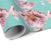  bloeiend pioenenpatroon cadeaupapier (Rol Hoek)