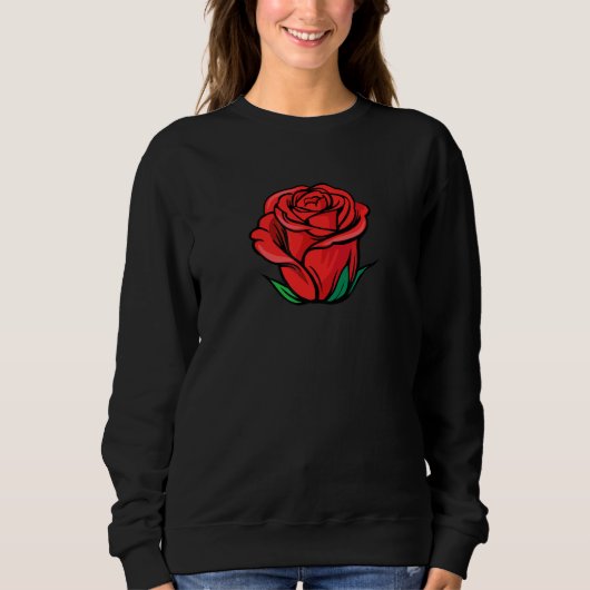 Bloeiend Rode Roos Bloemblad Bloem Trui (Voorkant)