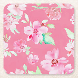 Bloeiend Roze Bloemen Papier Onderzetters
