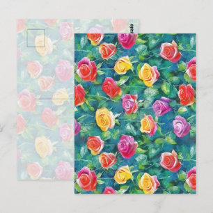 Bloeiend rozestruik tuin watercolor patroon briefkaart