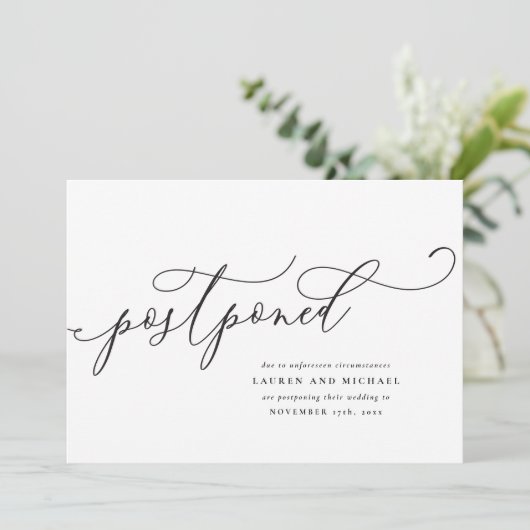 Bloeiend Schrift Uitgesteld Wijzig de Datum Aankondiging (Staand voorkant)