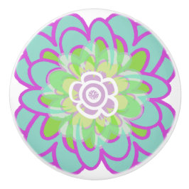 Bloeiend succulent keramische knop