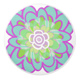 Bloeiend succulent keramische knop