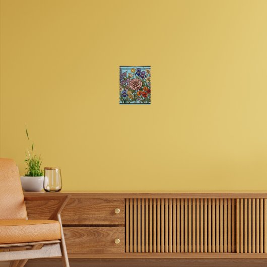 Bloeiend Tuin Glas-in-Lood Bloem Panel Poster (Woonkamer 2)