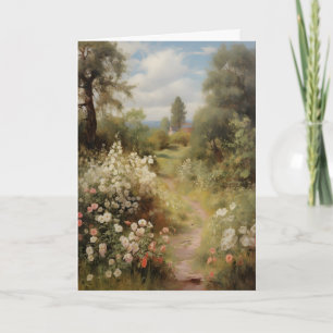 Bloeiend Tuinpadvintage Lente, Antieke Olie Kaart