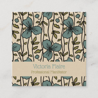 Bloeiend Verticaal Tuin Genot Teal Blauwe Bloemen Vierkante Visitekaartje