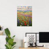 Bloeiend weidelandschap schilderkunst poster (Thuiskantoor)