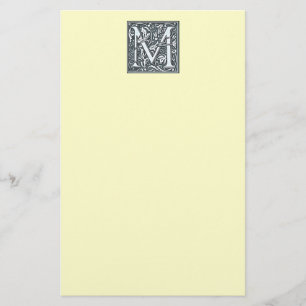 Bloeiend zilver monogram - M Briefpapier