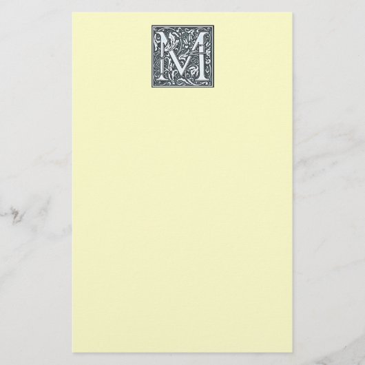 Bloeiend zilver monogram - M Briefpapier (Voorkant)