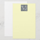 Bloeiend zilver monogram - M Briefpapier (Voorkant / Achterkant)