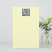 Bloeiend zilver monogram - M Briefpapier (Staand voorkant)