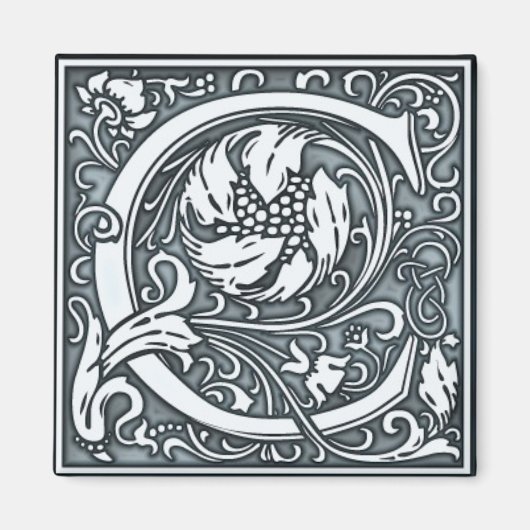 bloeiend zilvermonogram - C Magneet (Voorkant)