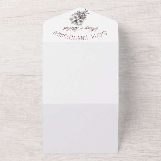 Bloeiende 50ste verjaardag - all in one uitnodiging (Buitenkant)