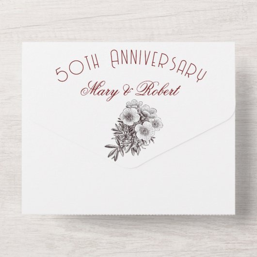 Bloeiende 50ste verjaardag - all in one uitnodiging (Achterkant)