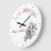 Bloeiende 50ste verjaardag - gepersonaliseerd grote klok (Hoek)