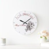Bloeiende 50ste verjaardag - gepersonaliseerd grote klok (Huis)