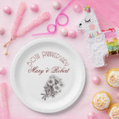 Bloeiende 50ste verjaardag - gepersonaliseerd papieren bordje (Feest)