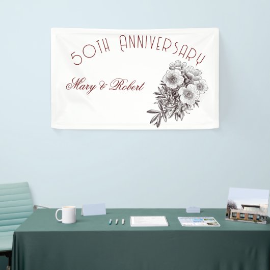 Bloeiende 50ste verjaardag - gepersonaliseerd spandoek (Beurs)