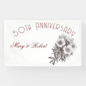 Bloeiende 50ste verjaardag - gepersonaliseerd spandoek (Horizontaal)