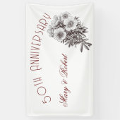 Bloeiende 50ste verjaardag - gepersonaliseerd spandoek (Verticaal)