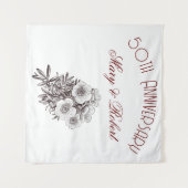 Bloeiende 50ste verjaardag - gepersonaliseerd wandkleed (Voorkant (horizontaal))