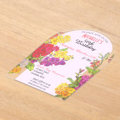 Bloeiende 50ste verjaardag transparante chic acryl uitnodigingen (Laagn)