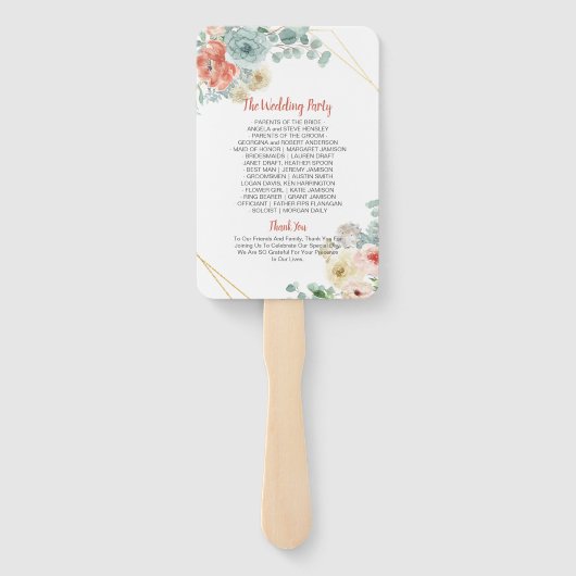 Bloeiende Abrikoos Floral Geometrisch Lijst Bruilo Handwaaier (Achterkant)