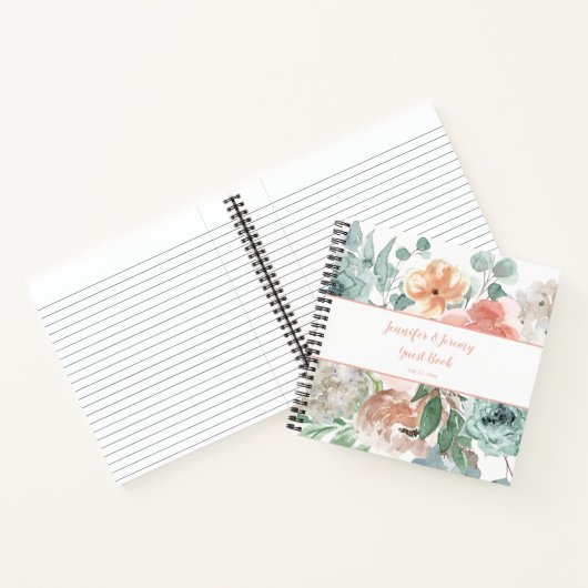 Bloeiende Abrikoos Waterverf Bloemen Gastboek Notitieboek (Binnen)