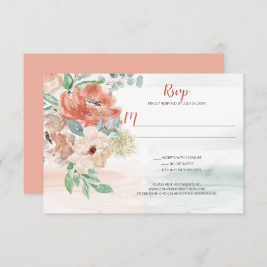 Bloeiende Abrikozen Waterverf Bloemige RSVP (Voorkant / Achterkant)